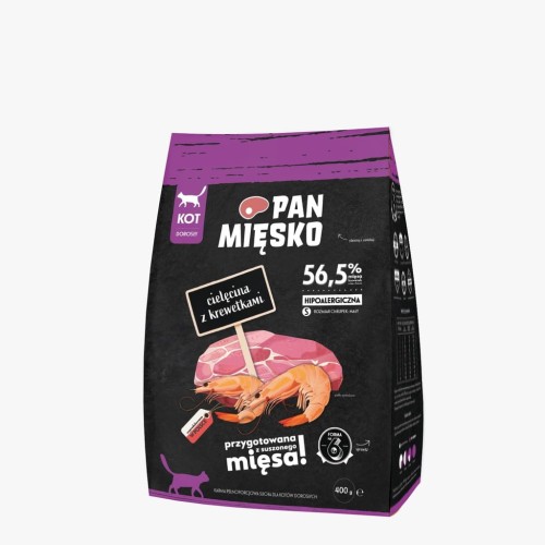 Karma dla kota Pan Mięsko cielęcina krewetki 400g