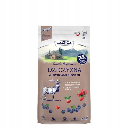 BALTICA sucha karma dla psa Dziczyzna z owocami M/L 3kg