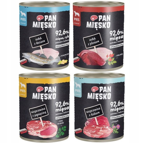 PAN MIĘSKO Karma mokra dla psa MIX Smaków 4 x 800g